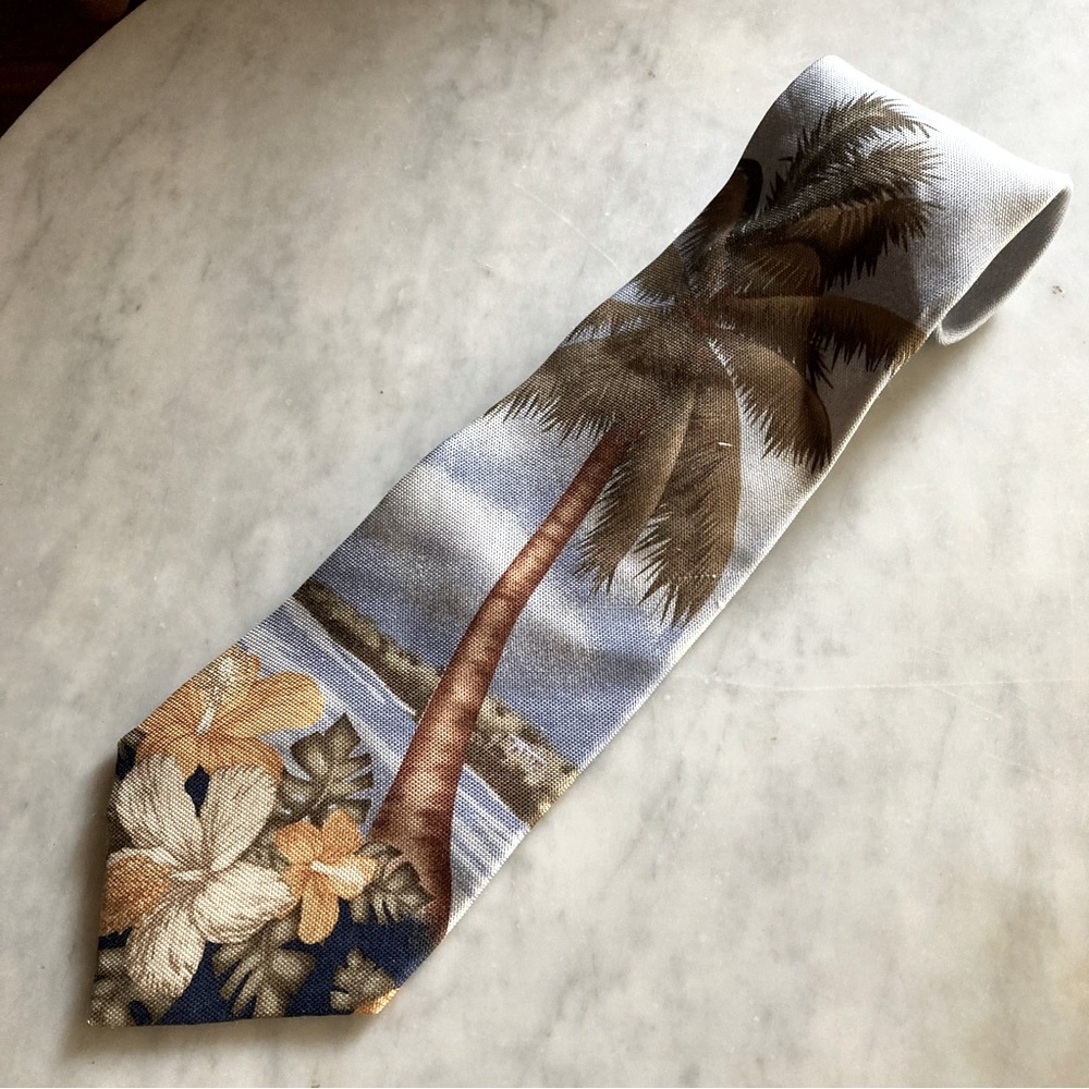 NWT Caribbean Men’s Neck Tie Tropical/scenery-painting print